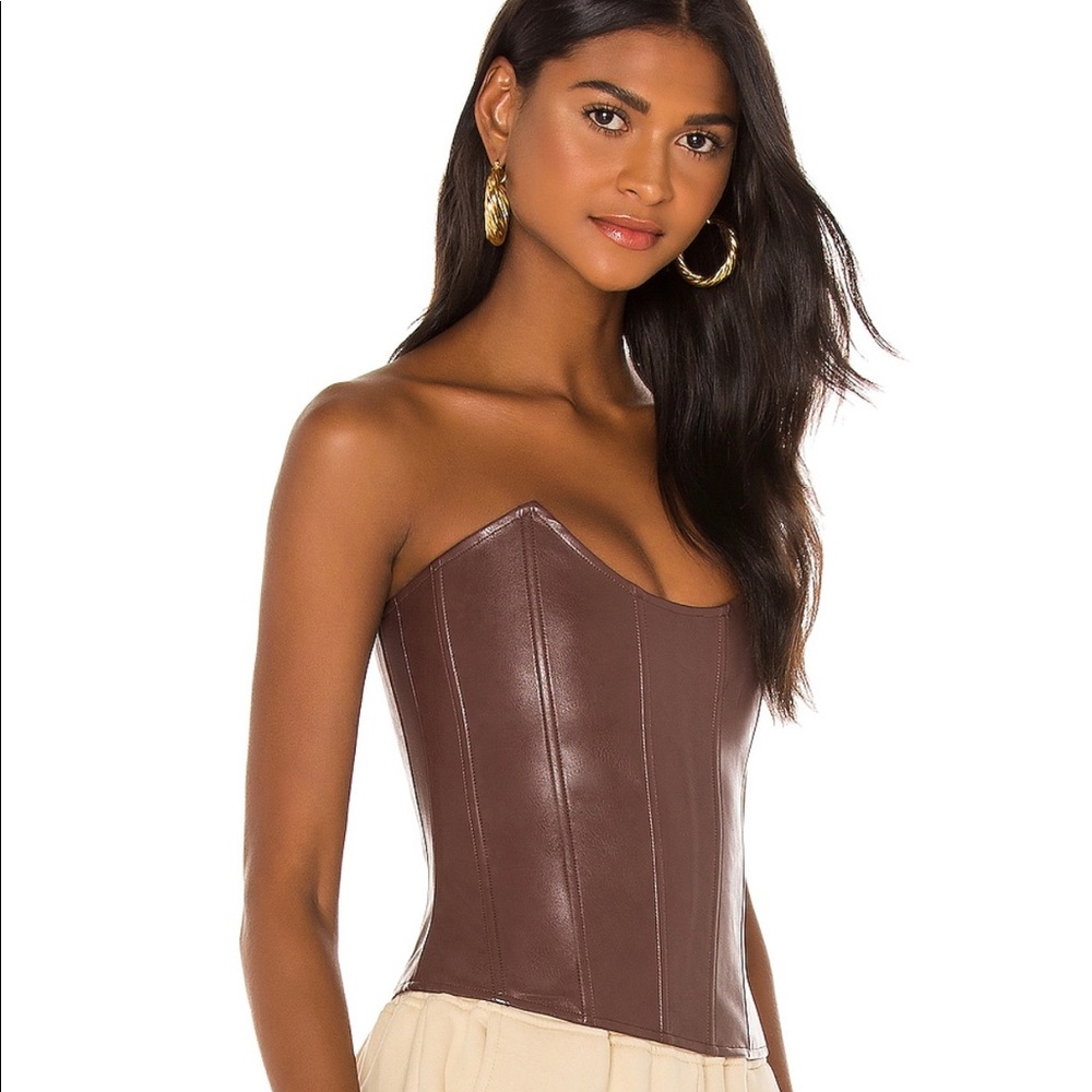 Miaou Leia Brown Leather Corset